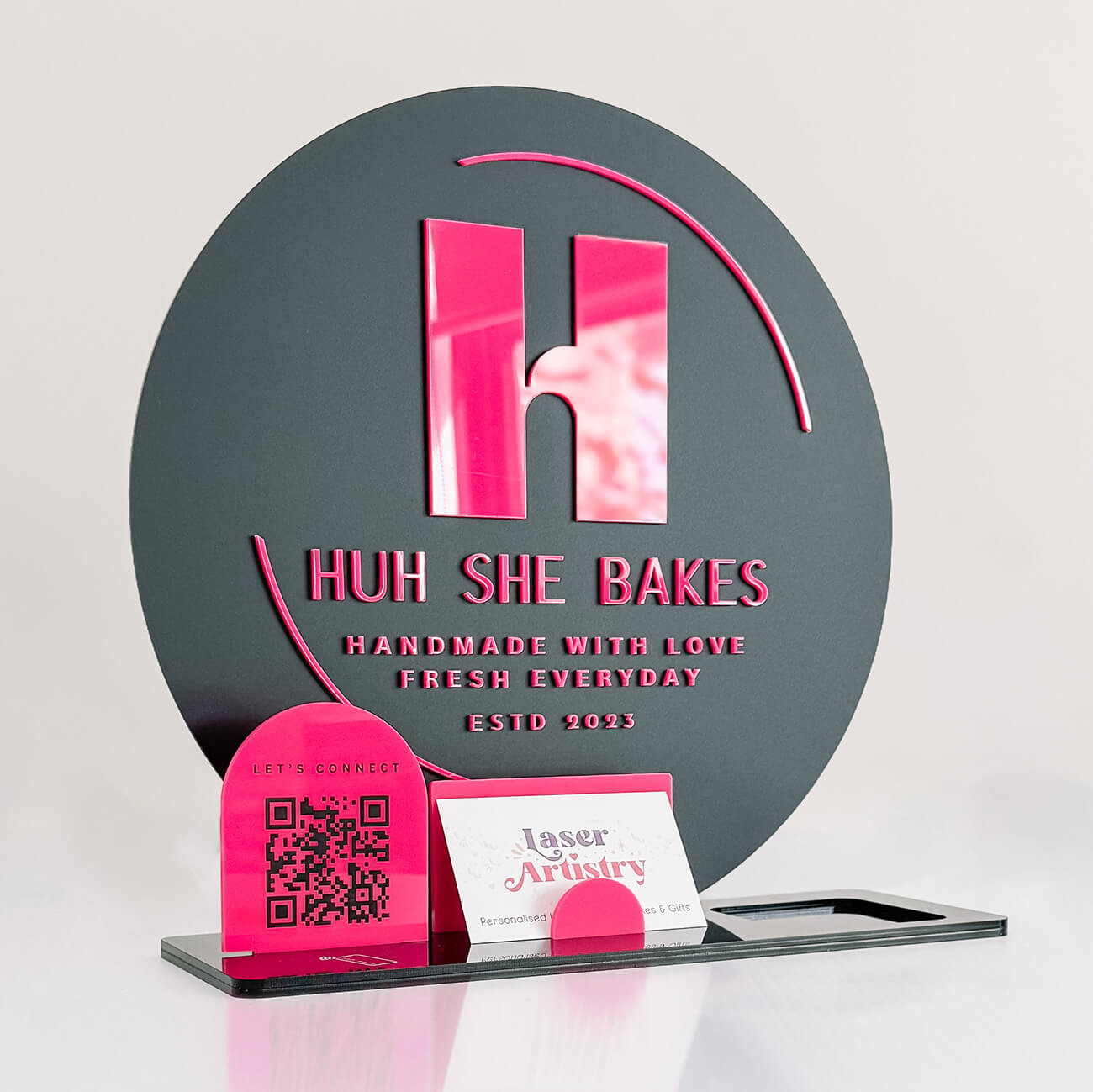 Acrylic Business Card & QR Code Signage Stand