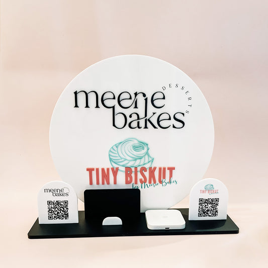 QR Code and Business Logo Stand