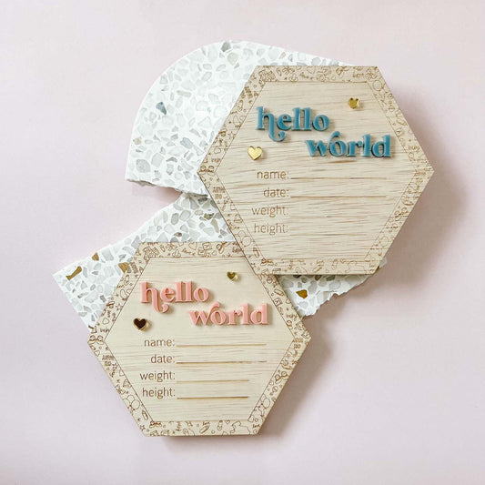 Hello World Plaque - Hexagon