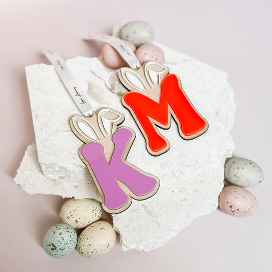 Initial Easter Bunny Ear Tag