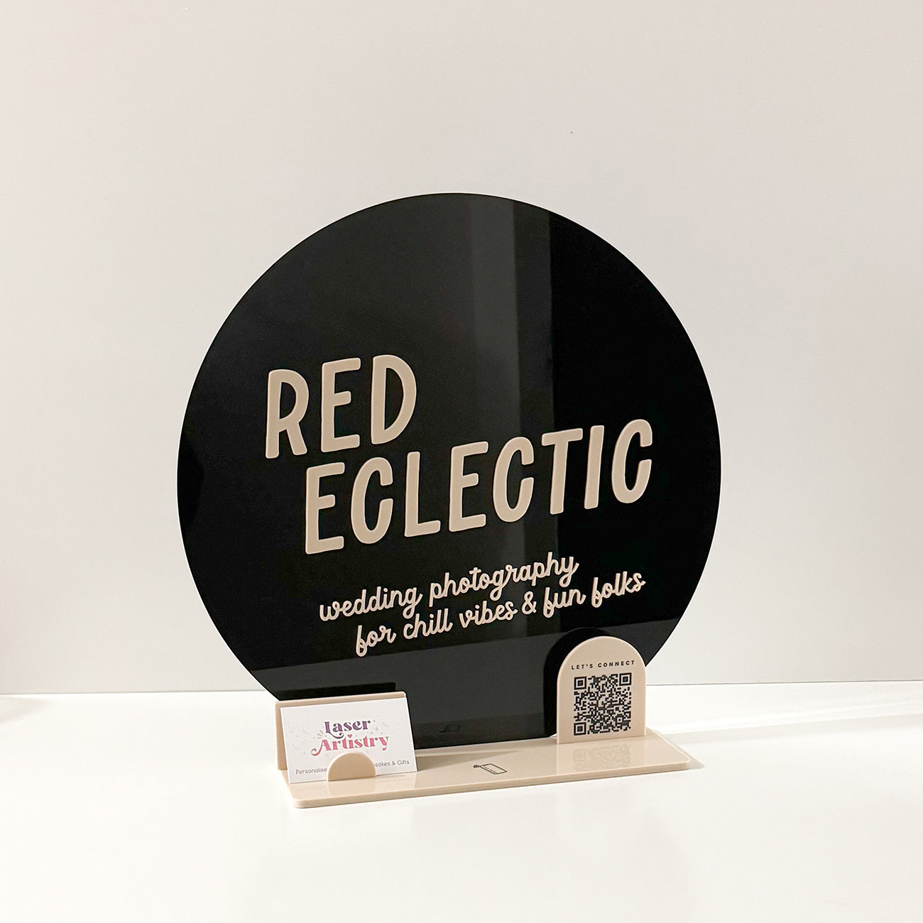 Acrylic Business Card & QR Code Signage Stand