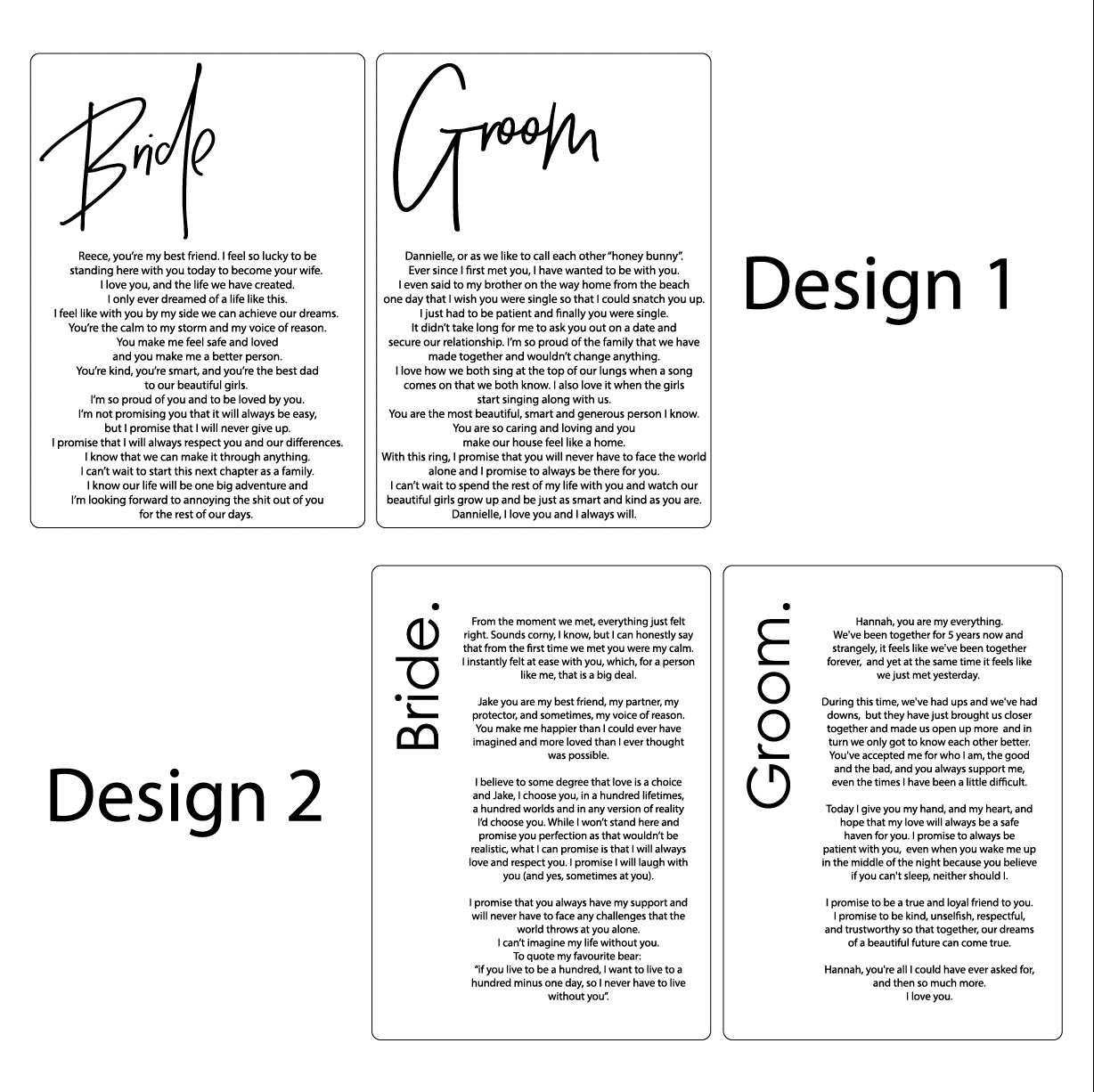 Clear Acrylic Vow plaques / Cards