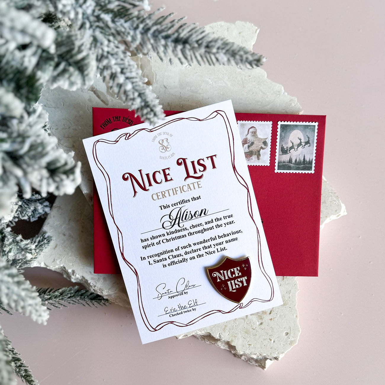 Nice List Enamel Pin & Certificate