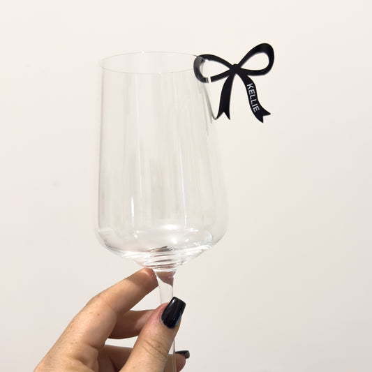 Bow Wine Glass Name Tags